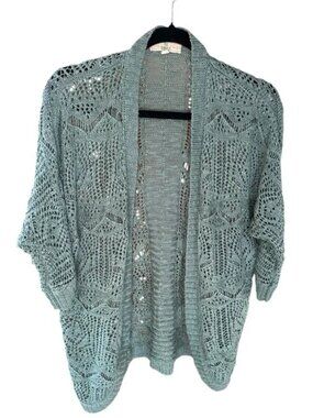 🏷 Oh MG! Green Long Crochet Cardigan